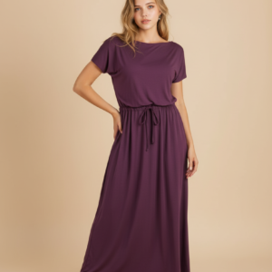 Rochie maxi cu mâneci scurte din Tencel pentru femei