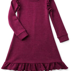 Rochie în A cu volănașe din lână merinos - 250gsm