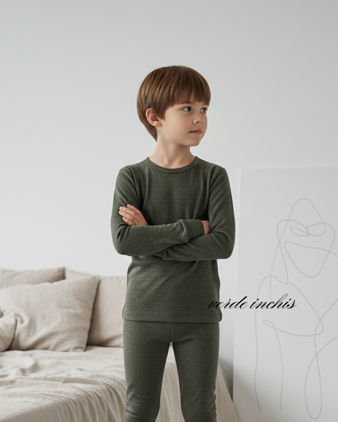 bluza copii merino rib verde inchis