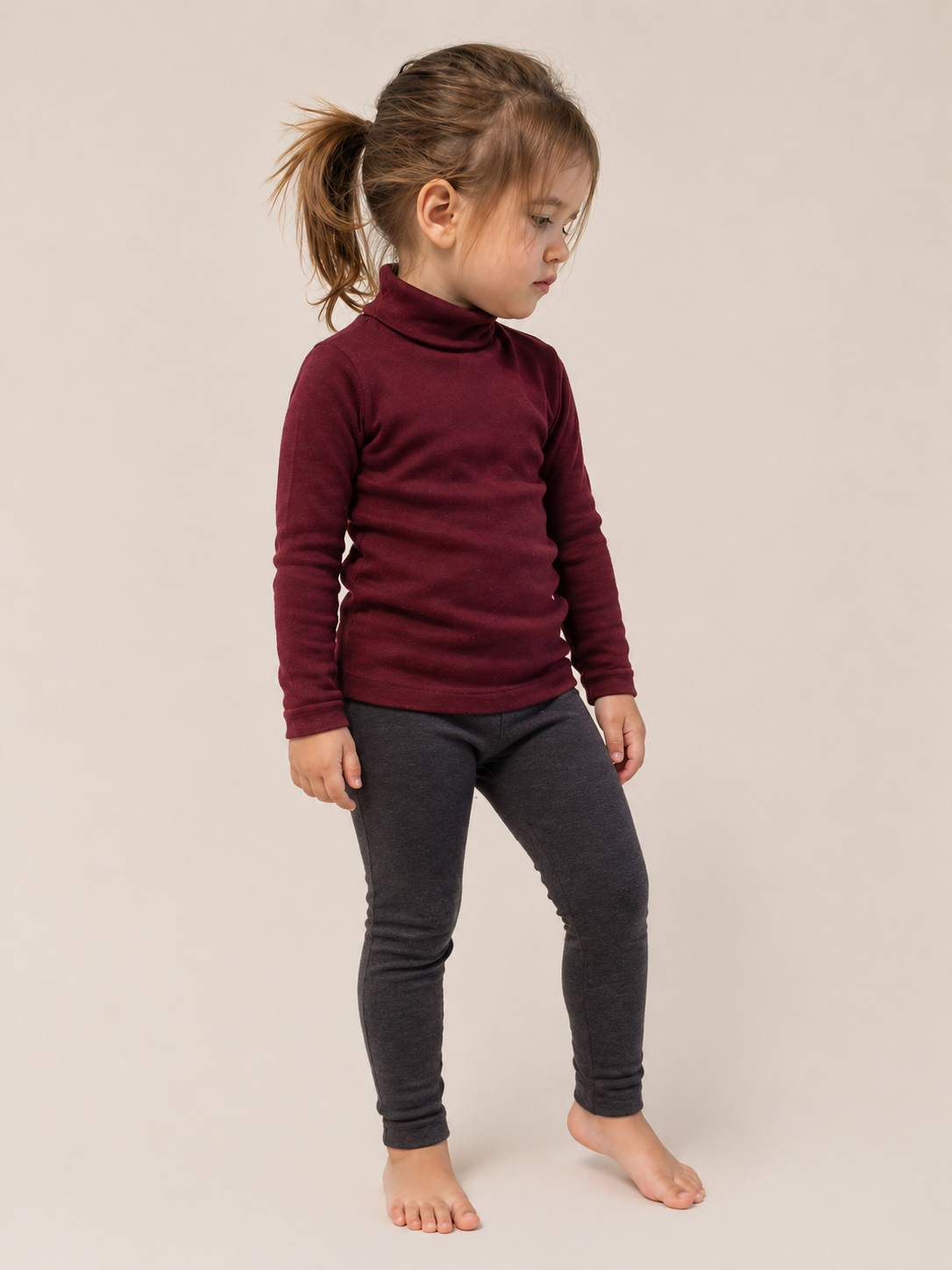bluza pe gat copii merino rib fin