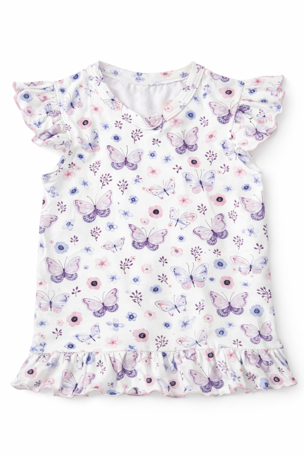 tricou cu volanas la umeri din bumbac organic