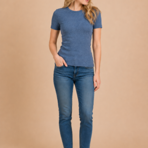 Tricou termo din lana merinos rib, jeans