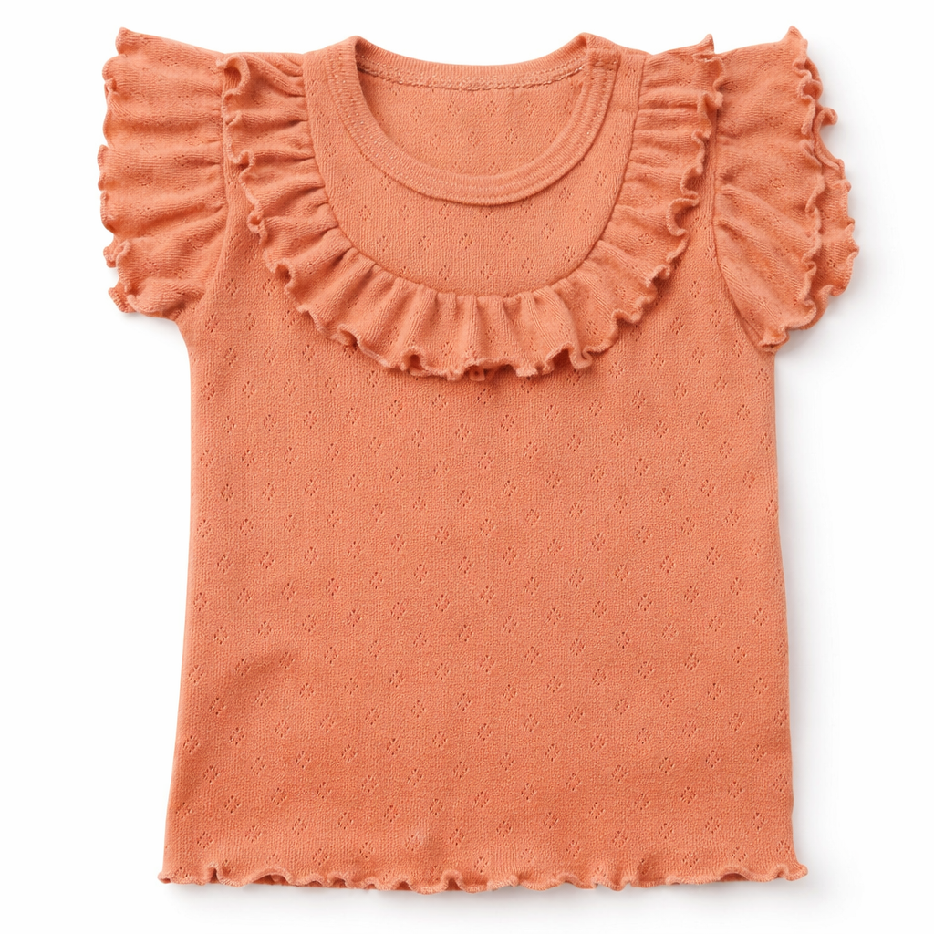 tricou pointelle copii cu volanase