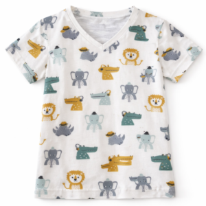 Tricou copii în V din bumbac organic cu print