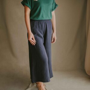 Fustă pantaloni din muselină organică - trei sferturi