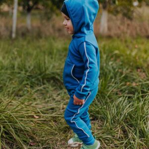 Pantaloni sport cu dungi gri din lână merinos pentru copii