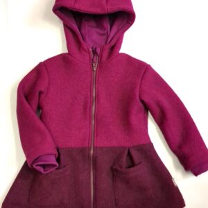 Palton copii lână fiartă dublat cu merinos 250gsm Magenta