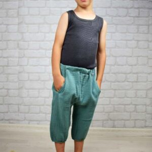Pantaloni trei sferturi din muselină organică pentru copii