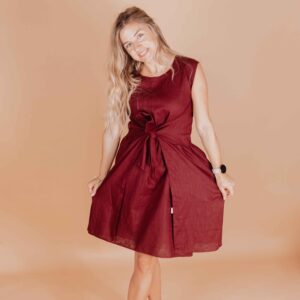 Rochie din in țesut pentru femei - model permisiv