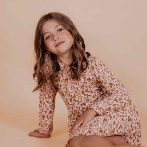 Rochie copii din Tencel cu print - mânecă lungă