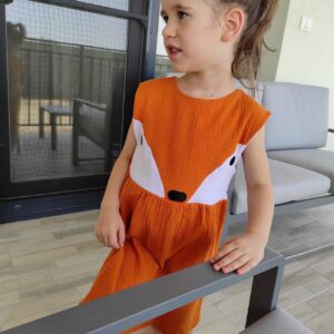 Rochie fetiță din muselină organică model Vulpița