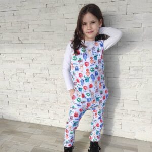 Salopetă copii din bumbac organic cu imprimeu Monsters