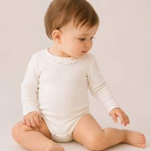Body din lână merinos cu volănașe pentru copii