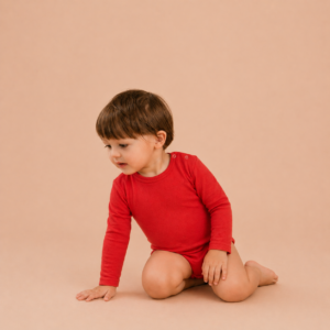 Body din bumbac organic pointelle pentru copii