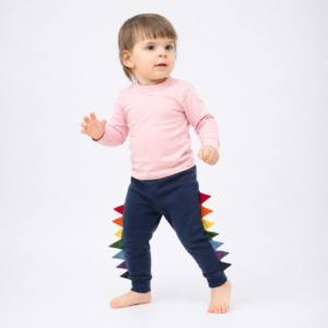 Colanți Dino cu țepi colorați din lână merinos pentru copii