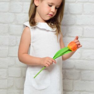 Rochie fără mâneci din muselină organică pentru fetițe