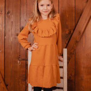 Rochie fetiță lână merinos cu volane - 250gsm