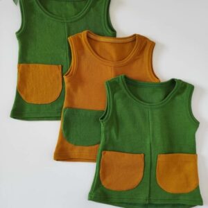 Vestă copii din lână merinos cu buzunare - 250gsm