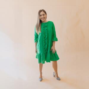 Rochie femei din muselină organică cu volănașe – rafinament natural, lejer și feminin