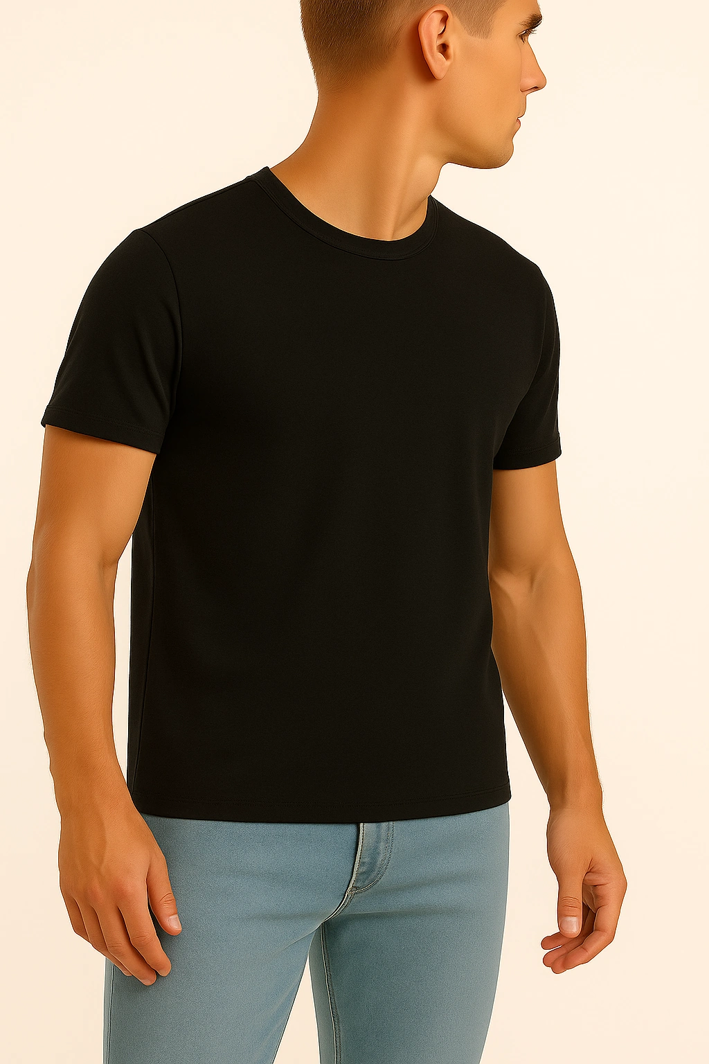 tricou barbati merino-negru