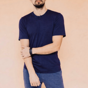 Tricou din merinos jerse pentru bărbați cu deschidere discreta