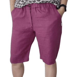 Pantaloni scurți damă din in țesut natural culoare magenta Melissas