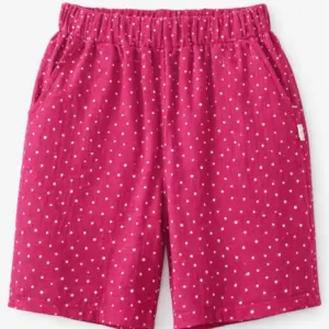 Pantaloni scurți damă din muselină organică roz cu buline albe Melissas