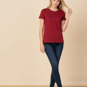Tricou clasic damă din lână merinos 250gsm bordo Melissas