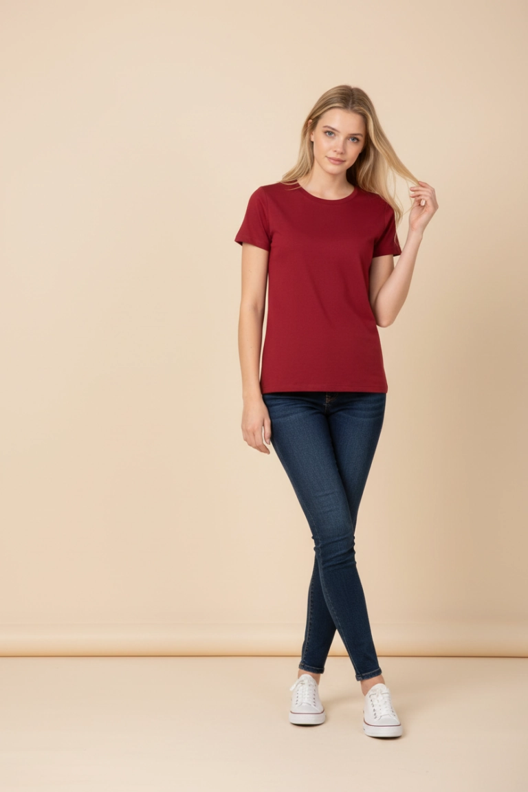 Tricou clasic damă din lână merinos 250gsm Melissas Tricou clasic damă din lână merinos 250gsm bordo Melissas