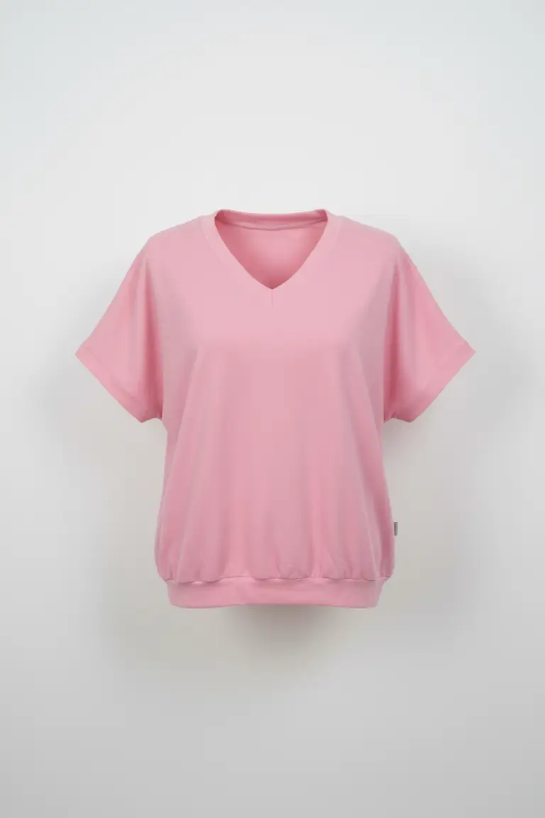 Tricou damă din Tencel cu betelie Melissas – confort natural și croi lejer Tricou damă din Tencel cu betelie Melissas, culoare roz, material natural moale și respirabil