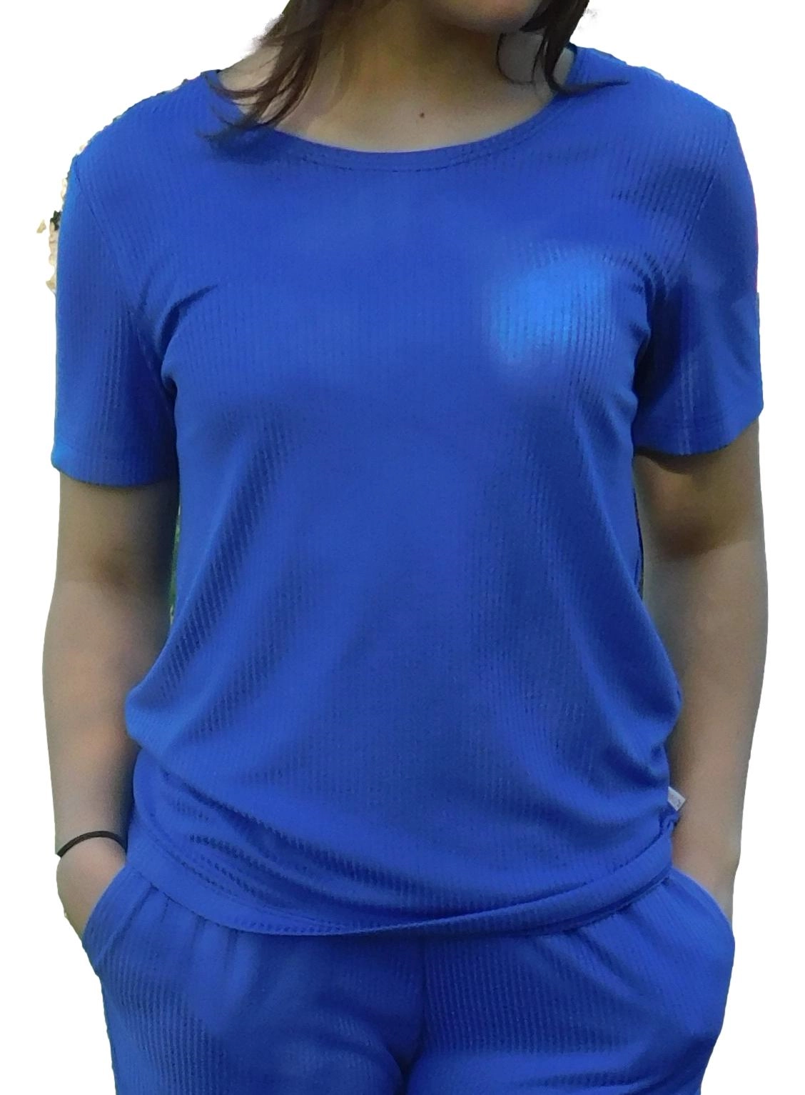 Tricou femei din bambus material natural rezistent Melissas Tricou damă din bambus albastru rezistent ușor și durabil Melissas