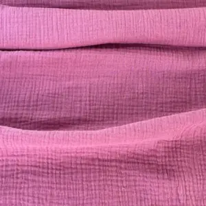 Material muselină organică mauve Melissas – textură naturală și respirabilă