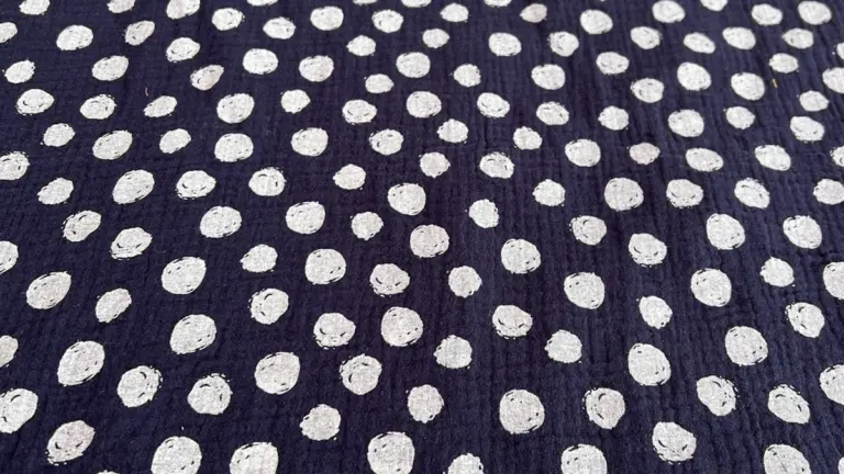 material.muselina-buline-mari-navy-melissas Material muselină organică navy cu buline mari albe Melissas