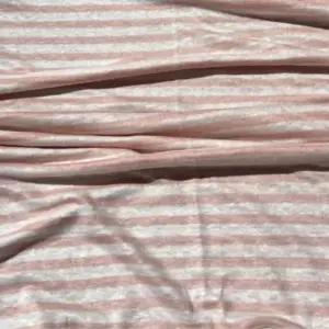 Material din in tricotat cu dungi roz pudra pentru tricou dama de alaptare Melissas