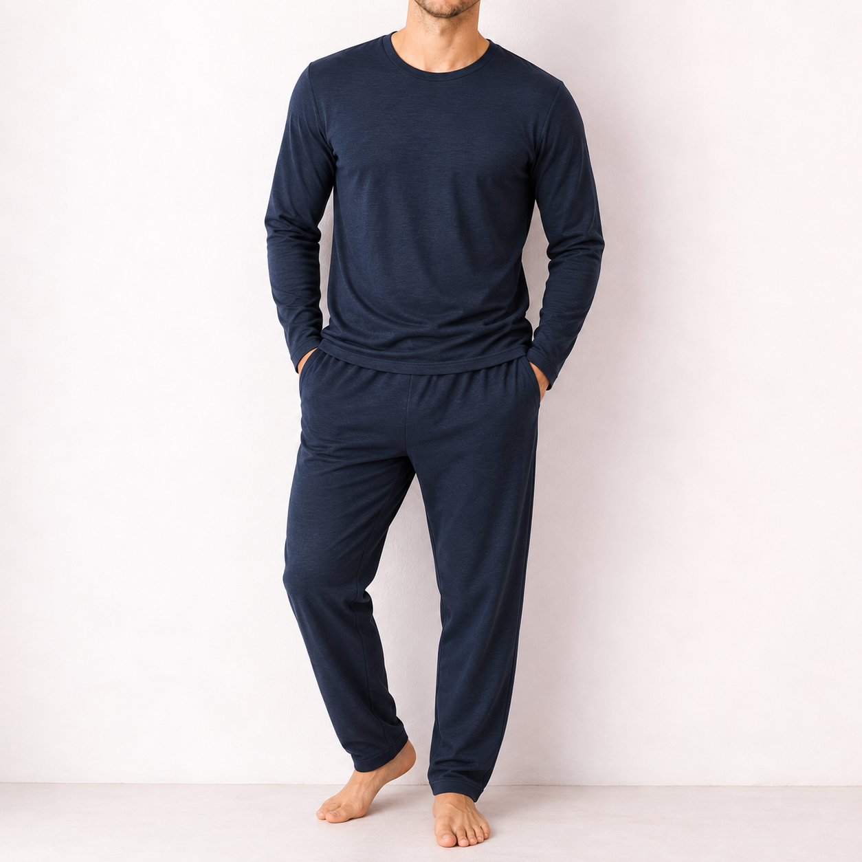 Pijama lunga barbati din merinos subtire Pijama lunga barbati termoregulatoare