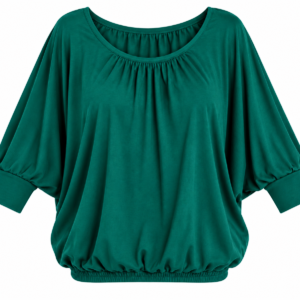 Bluză de damă verde emerald cu mâneci trei sferturi