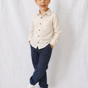 Pantaloni casual bleumarin pentru băieți din Tencel țesut